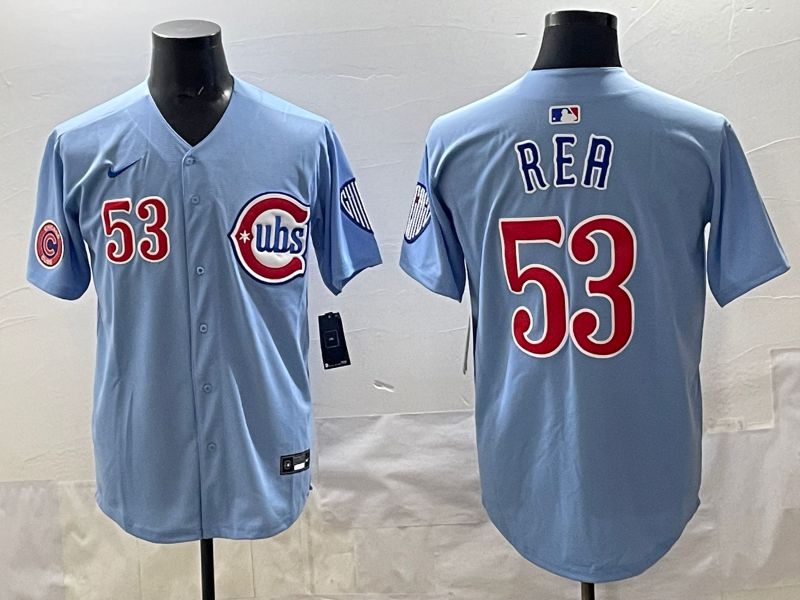 Men 2025 Chicago Cubs #53 Rea Light Blue Throwback Nike MLB Jersey style 003->chicago cubs->MLB Jersey